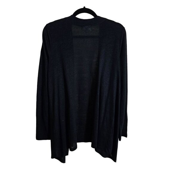 J. Jill Love Linen Long Line Open Front Navy 100% Linen Lightweight Cardigan Swe - Picture 1 of 5